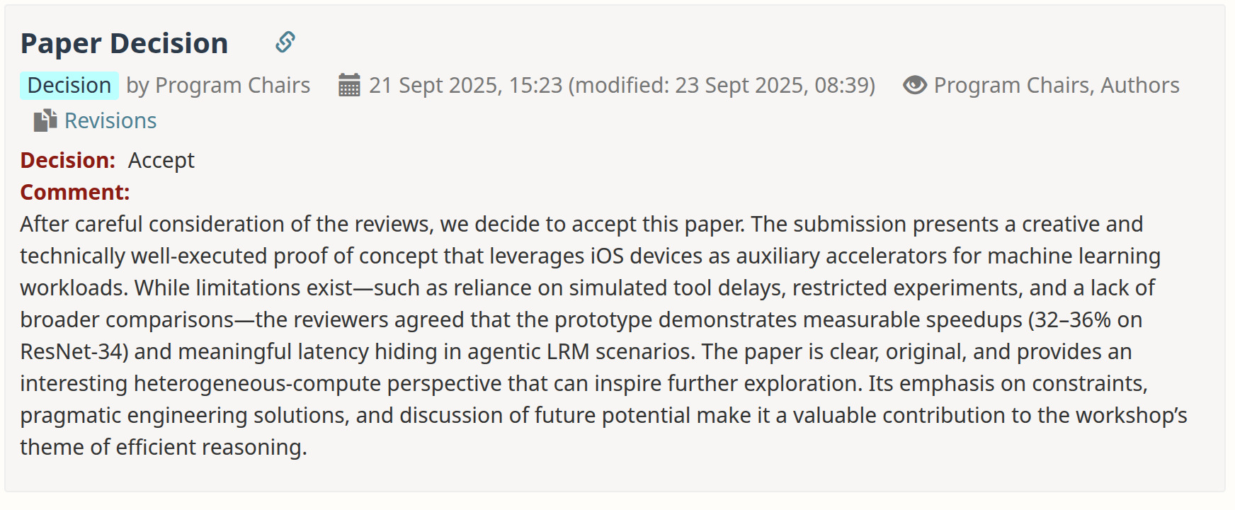 iOS as Acceleration Acceptance Decision